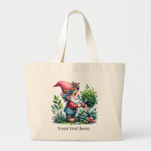 Cute gnome garden lovers Large Large  Tote Bag