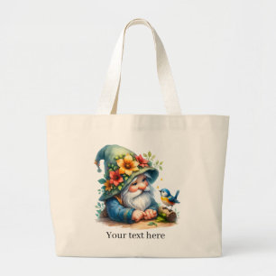 Cute gnome garden lovers Large Large  Tote Bag
