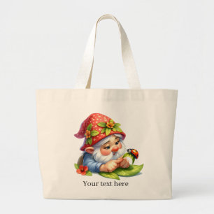 Cute gnome gardening lovers Large  Tote Bag