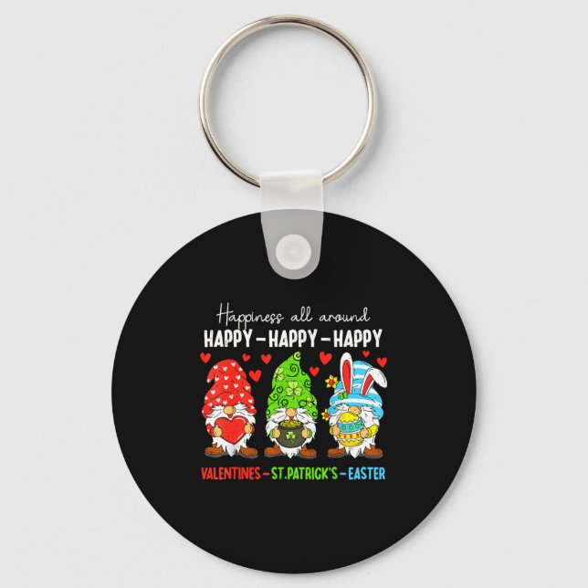 Cute Gnome Happy Valentines St Patricks Easter Hol Key Ring (Front)