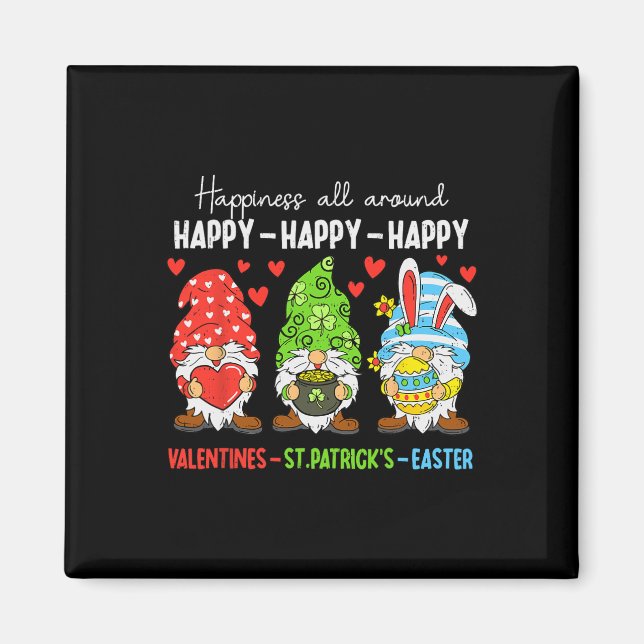 Cute Gnome Happy Valentines St Patricks Easter Hol Magnet (Front)