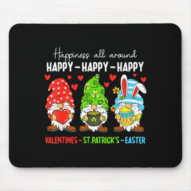 Cute Gnome Happy Valentines St Patricks Easter Hol Mouse Mat (Front)