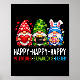 Cute Gnome Happy Valentines St Patricks Easter Hol Poster