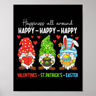 Cute Gnome Happy Valentines St Patricks Easter Hol Poster