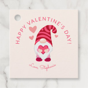 Cute Gnome Holding a Heart Valentine's Day Favour Tags