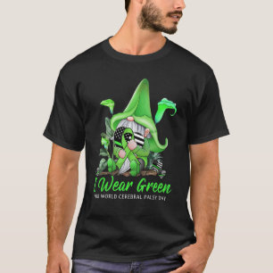 Cute Gnome Holding Green Ribbon World Cerebral Pal T-Shirt
