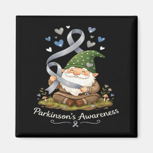 Cute gnome holding grey ribbon parkinson's magnet