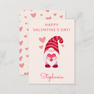 Cute Gnome Holding Heart Classroom Valentine's Day Card