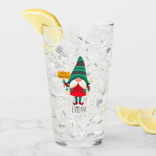 Cute Gnome Holding Placard with Greetings Glass