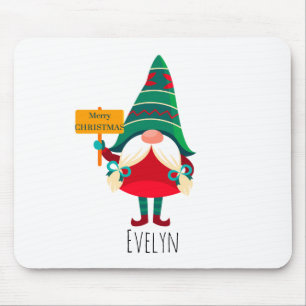 Cute Gnome Holding Placard with Greetings Mouse Mat