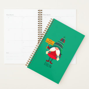 Cute Gnome Holding Placard with Greetings Planner