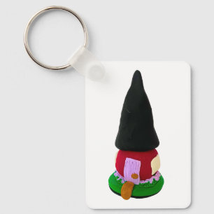 Cute Gnome House, Handmade In Polymer Clay Key Ring