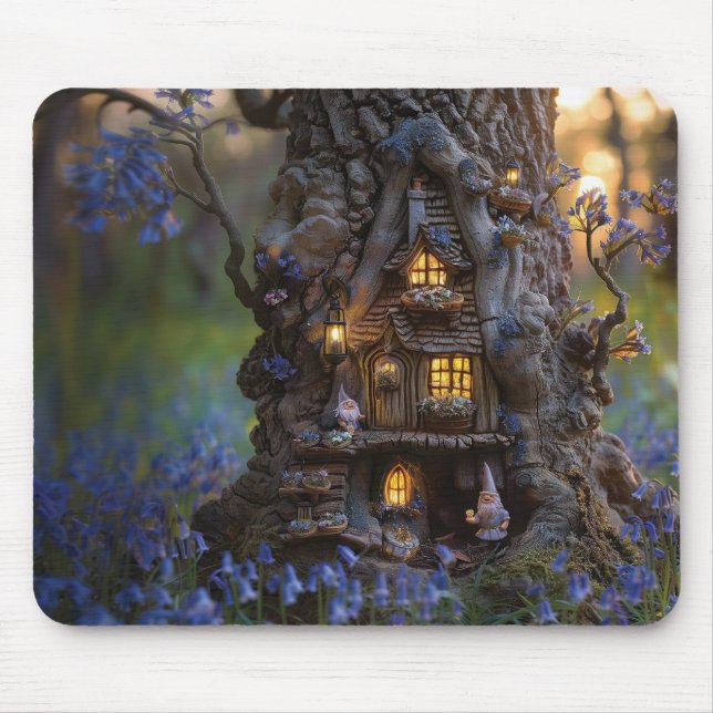 Cute gnome house in a tree  mouse mat (Front)
