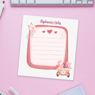 Cute Gnome in Car and Flowers Personalized Notepad