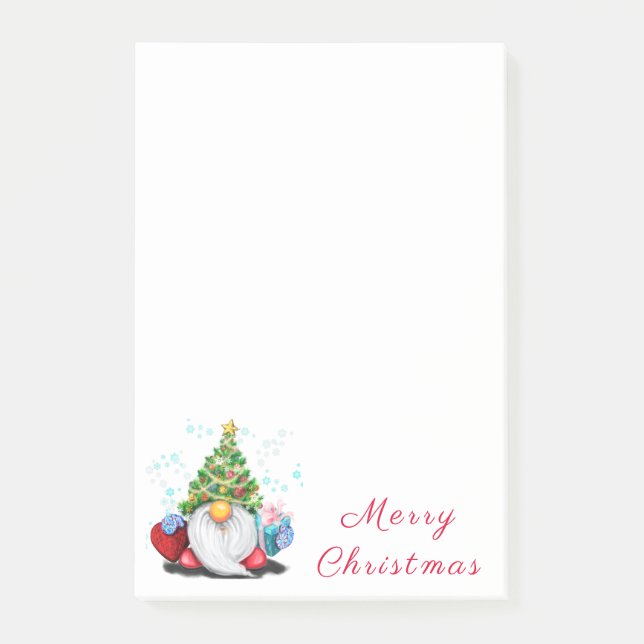 Cute Gnome in Christmas Tree Hat Post-it® Notes (Front)