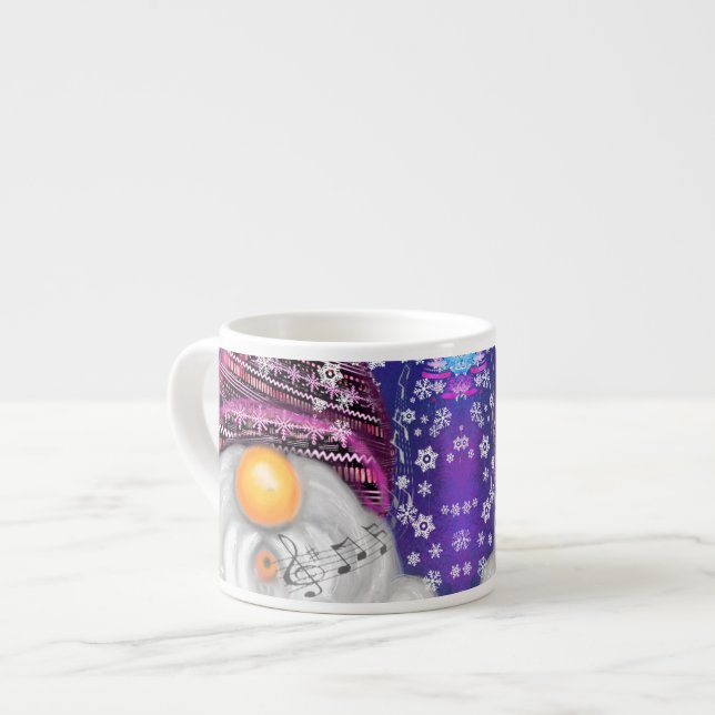 Cute Gnome In Purple Hat Sings A Christmas Song Espresso Cup (Front Left)