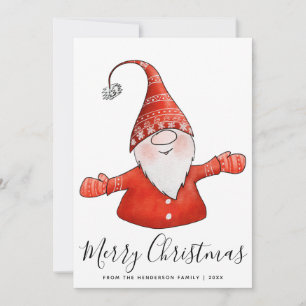 Cute Gnome in Red 2025 Calendar Merry Christmas Holiday Card