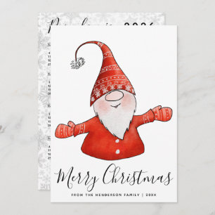 Cute Gnome in Red 2025 Calendar Merry Christmas Holiday Card
