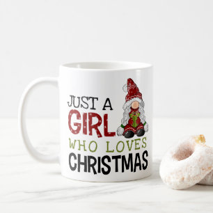 Cute Gnome Just a Girl Who Loves Christmas Graphic Coffee Mug