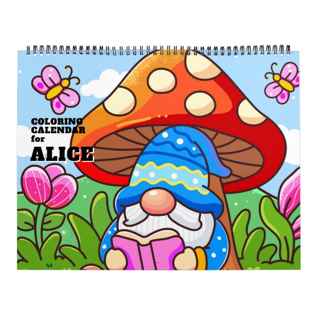 Cute Gnome Kids Coloring Calendar (Cover)