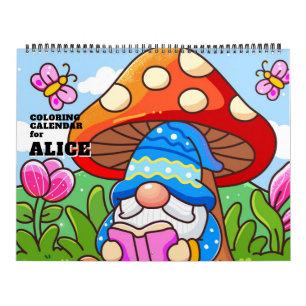 Cute Gnome Kids Coloring Calendar