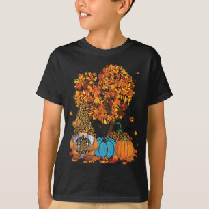 Cute Gnome Leopard Pumpkin Tree Leaves Autumn Than T-Shirt