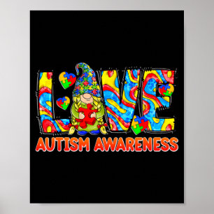 Cute gnome love puzzle autism awareness month boys poster