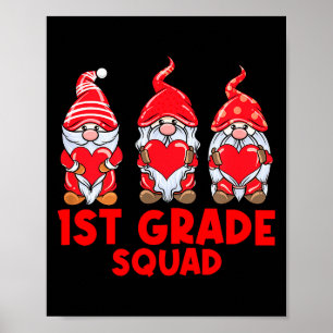 Cute Gnome Lover 1st Grade Funny Valentine Teacher Poster