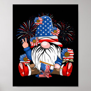 Cute Gnome Lovers American Flag Independence Day 4 Poster