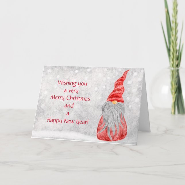 Cute Gnome Merry Christmas Card (Front)