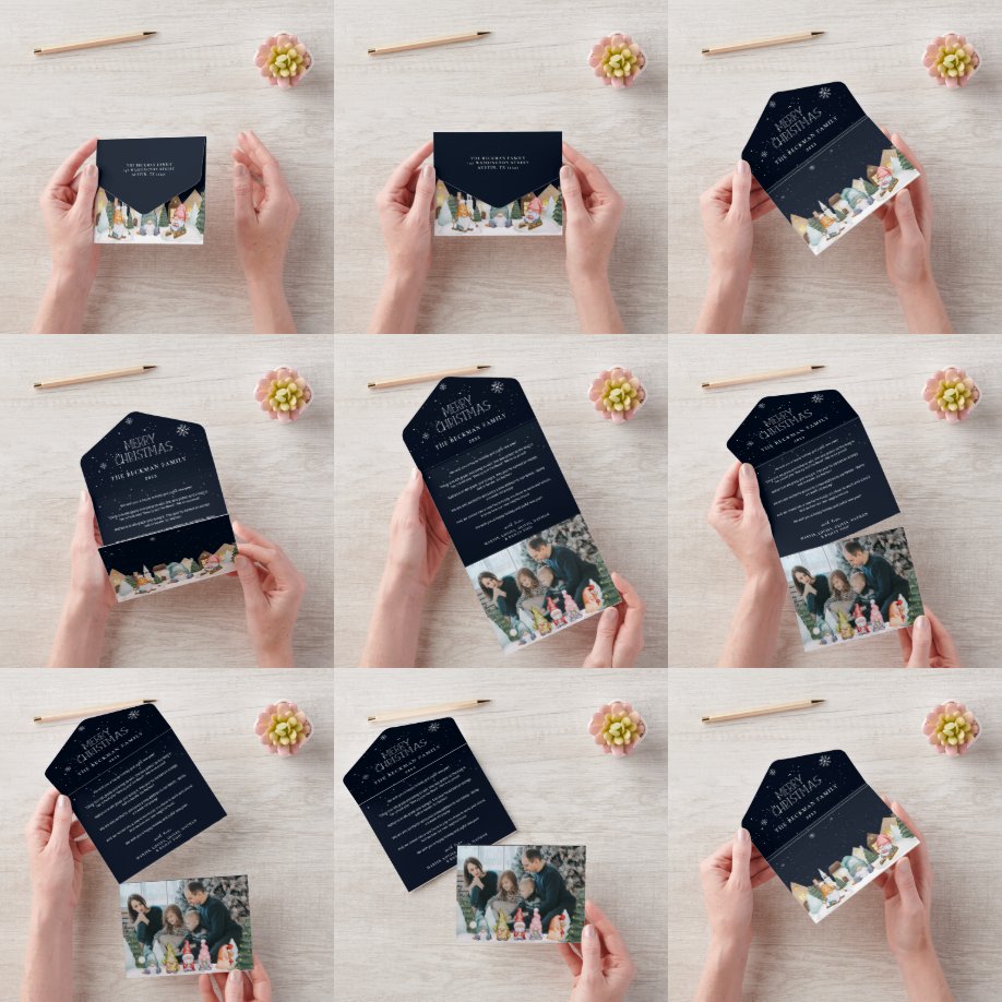 Cute Gnome Merry Christmas Holiday Photo Greeting All In One Invitation