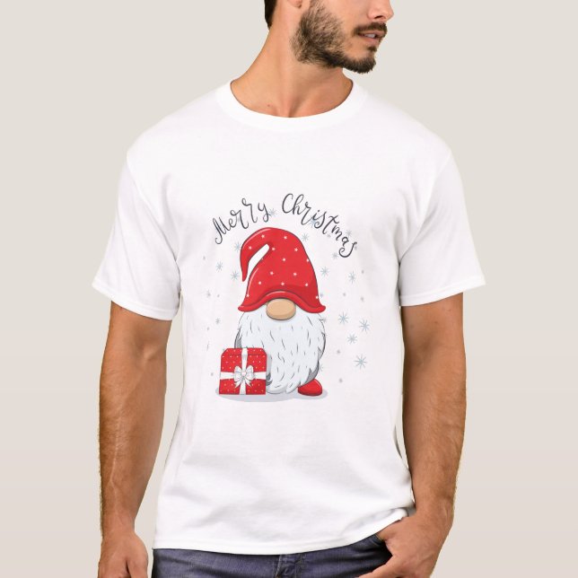 Cute gnome Merry Christmas. T-Shirt (Front)
