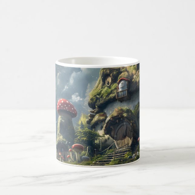 Cute gnome ,mushroom house  coffee mug (Center)