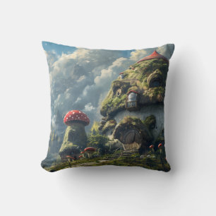 Cute gnome ,mushroom house  cushion