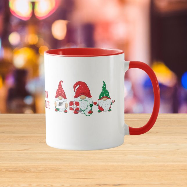Cute Gnome Nurse Crew Christmas Red Party Mug (Creator Uploaded)