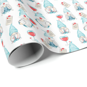 Cute Gnome Nurse Doctor Medical Staff Gift  Wrapping Paper
