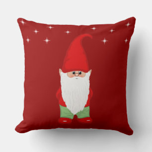 Cute Gnome on Crimson Red Cushion