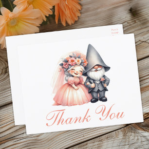 Cute Gnome Orange Wedding Thank You Rustic Boho Postcard
