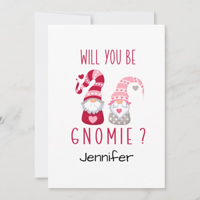 Cute Gnome Personalised Romanitic Valentine Holiday Card (Front)