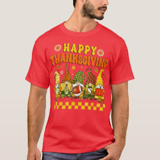 Cute Gnome Pumpkin Autumn Hippie Happy Thanksgivin T-Shirt