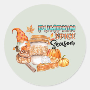 Cute gnome pumpkin spice Fall Classic Round Sticker