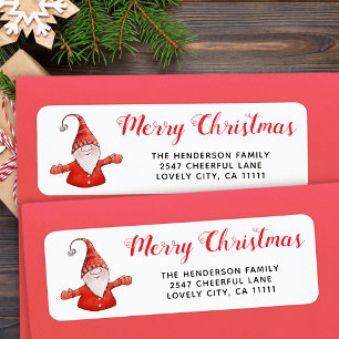 Cute Gnome Red and White Christmas Address