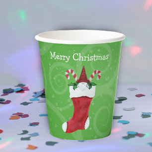 Cute Gnome Red Hat Candy Canes Christmas Stocking Paper Cups