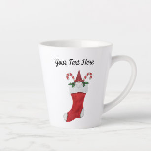 Cute Gnome Red Hat Christmas Stocking Candy Canes Latte Mug