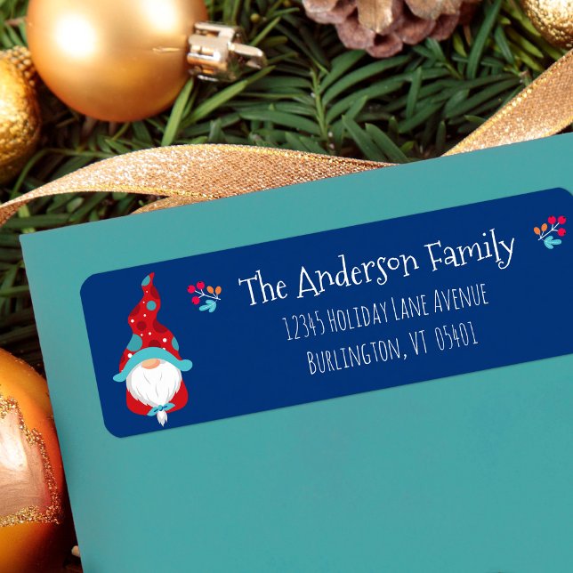 Cute Gnome Simple Modern Holiday Custom Name Blue (Creator Uploaded)