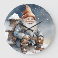 Cute Gnome Sitting by a Tree in the Snow
