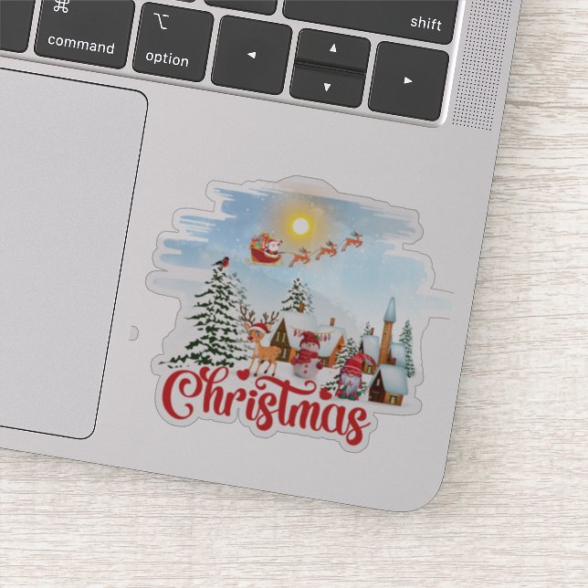 Cute Gnome, Snowman Celebrating Christmas Holiday (Detail)