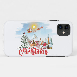 Cute Gnome, Snowman Celebrating Christmas Holiday iPhone 11 Case