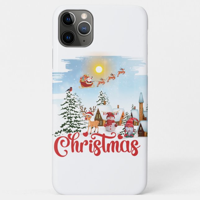 Cute Gnome, Snowman Celebrating Christmas Holiday Case-Mate iPhone Case (Back)