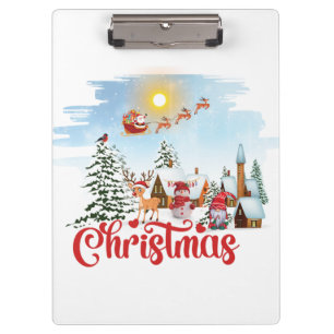 Cute Gnome, Snowman Celebrating Christmas Holiday Clipboard